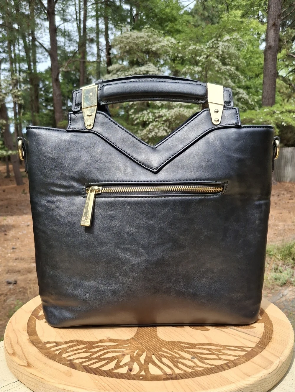 Versace 19v69 Abbigliamento Sportivo SRL Black Faux Leather Satchel Crossbody